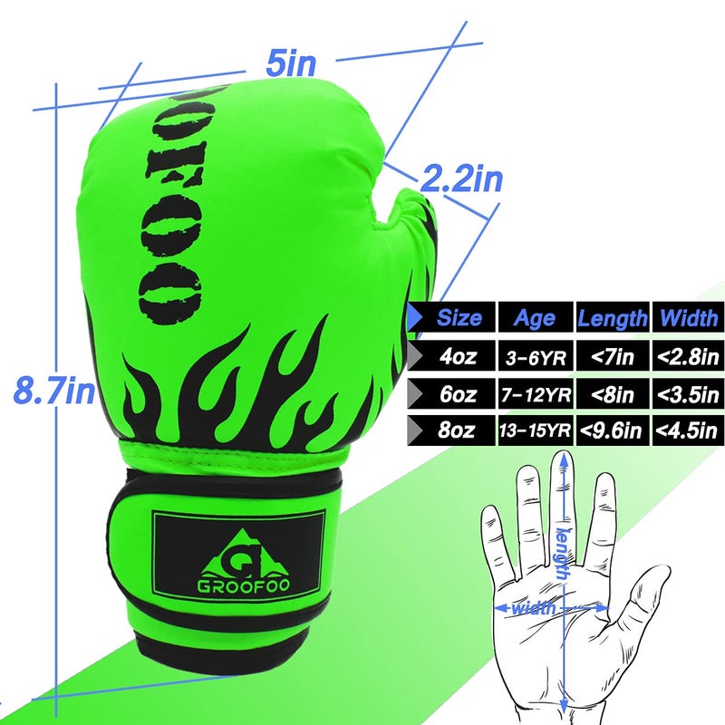 GROOFOO Kids Boxing Gloves 6oz Punching Gloves for Kids Youth Traning Gloves for Punching Bag Kickboxing Sparring Muay Thai MMA Fight Gloves - Image 3